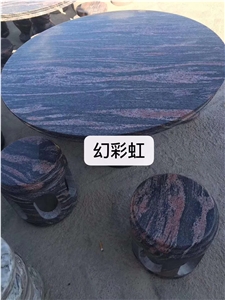 Multicolor Red Granite Garden Stone Round Table