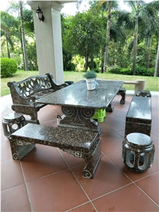 Natural Outdoor Courtyard Garden Stone Table Chair