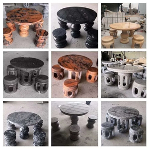 Outdoor Stone Table Courtyard Villa Round Bench