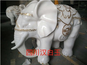 Pure White Jade Marble Small Animal Stone Carving