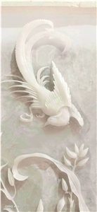 White Onyx Handcraft Carving Wall Relief Sculpture