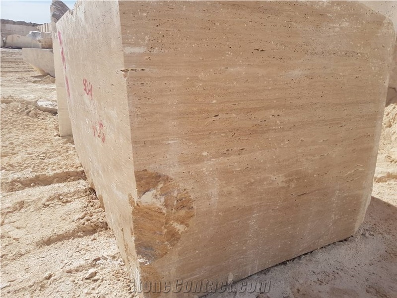 Beige Travertine (Vein Cut and Cross Cut) Slabs