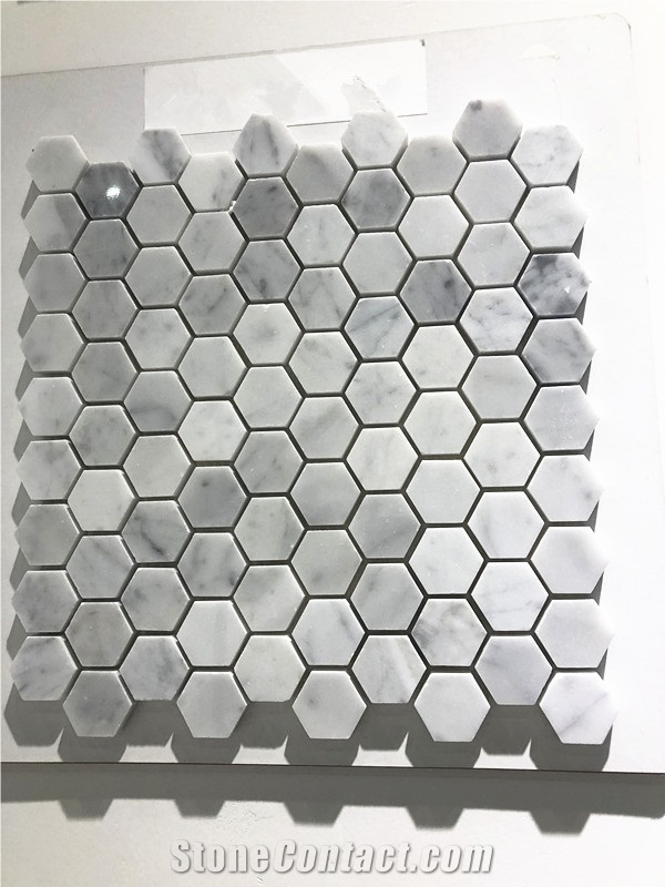 Carrara White Marble Hexagon Mosaic for Floor Tile