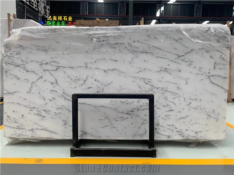 China Crystal Fine Lines Snow White Marble Slab