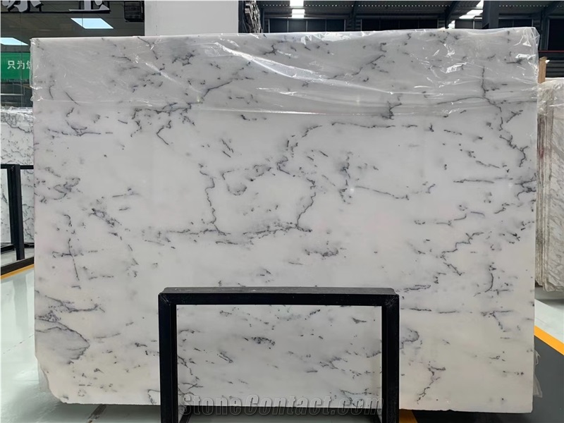 China Crystal Fine Lines Snow White Marble Slab