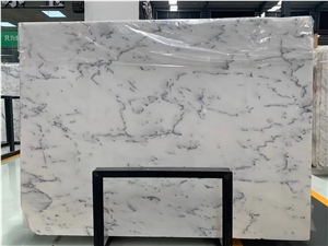 China Crystal Fine Lines Snow White Marble Slab