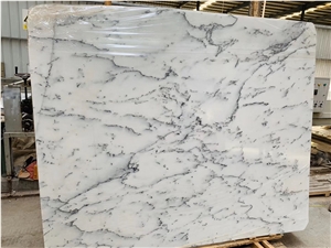 China Crystal Fine Lines Snow White Marble Slab