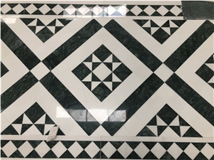Green and White Marble Waterjet Medallion