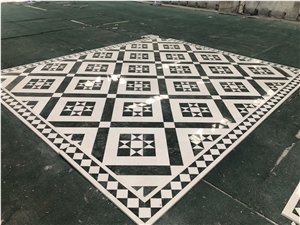 Green and White Marble Waterjet Medallion