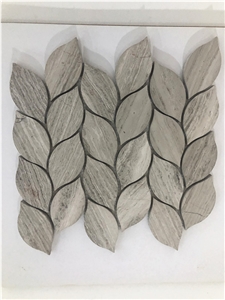 Grey Wood Marble Leaf Shape Mosaic for Floor Tile Grey Wood Marble Leaf Shape Mosaic for Floor Tile