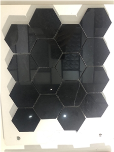 Nero Marquina Marble Hexagon Mosaic for Floor Tile