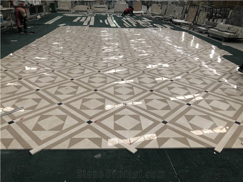 Volakas White Marble Stone Floor Medallion