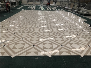 Volakas White Marble Stone Floor Medallion