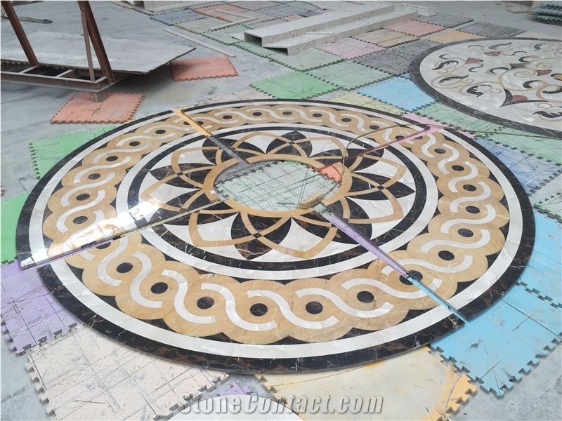 Volakas White Marble Stone Floor Medallion