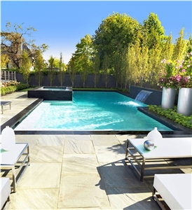 Sandstone Deck Pavers, Black Granite Coping Sandstone Deck Pavers, Black Granite Coping