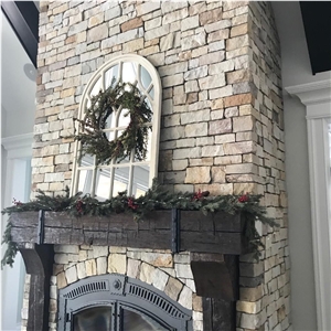Quarry Cut Split Fieldstone Ledge Fireplace