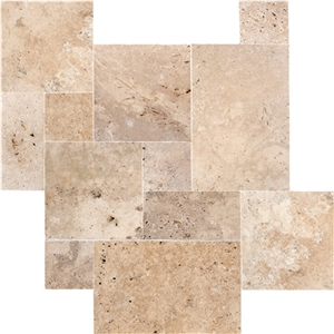 Silver Travertine Slabs, Tiles, Versailles Pattern