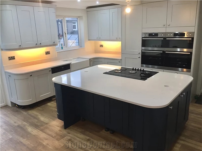 Silestone Lagoon Island Top and Perimeter Counter, Quartz Countertops