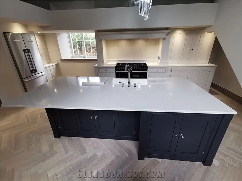 Silestone Lagoon Island Top and Perimeter Counter, Quartz Countertops