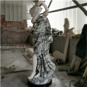 Life Size Marble Lady Carving Statue for Indoor