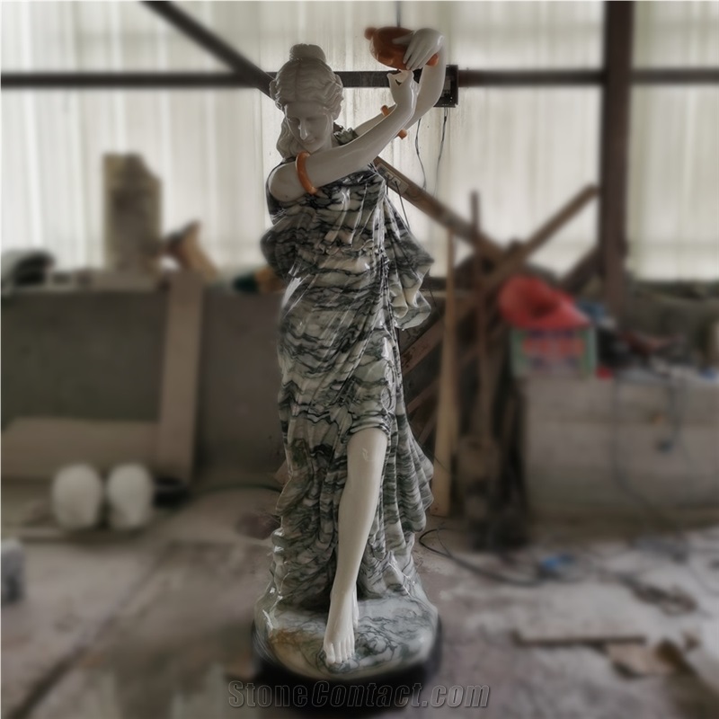 Life Size Marble Lady Carving Statue for Indoor