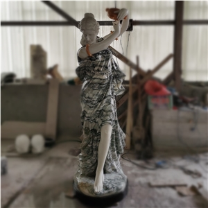 Life Size Marble Lady Carving Statue for Indoor