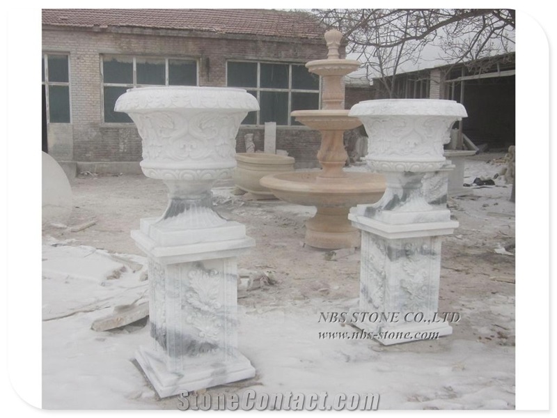 Natural Stone Marble Flower Pots for Garden