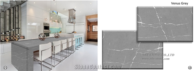 Prefab Polish Kitchen Artificial Quartz Countertop
