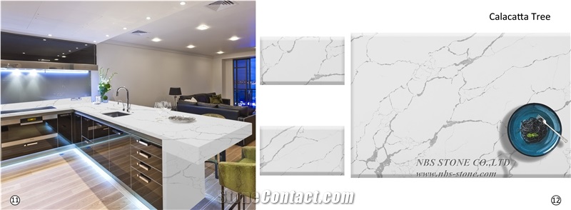 Prefab Polish Kitchen Artificial Quartz Countertop
