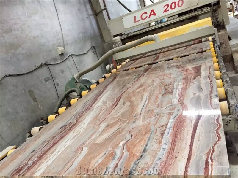 Monica Red Marble Slab Glossy Polished Interior Design