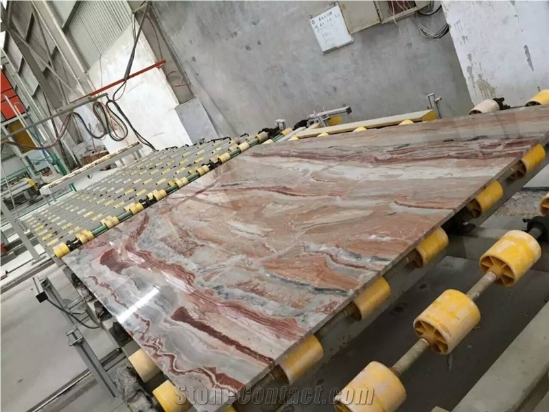 Monica Red Marble Slab Glossy Polished Interior Design