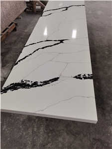 White And Black Calacatta Quartz Polished Slabs