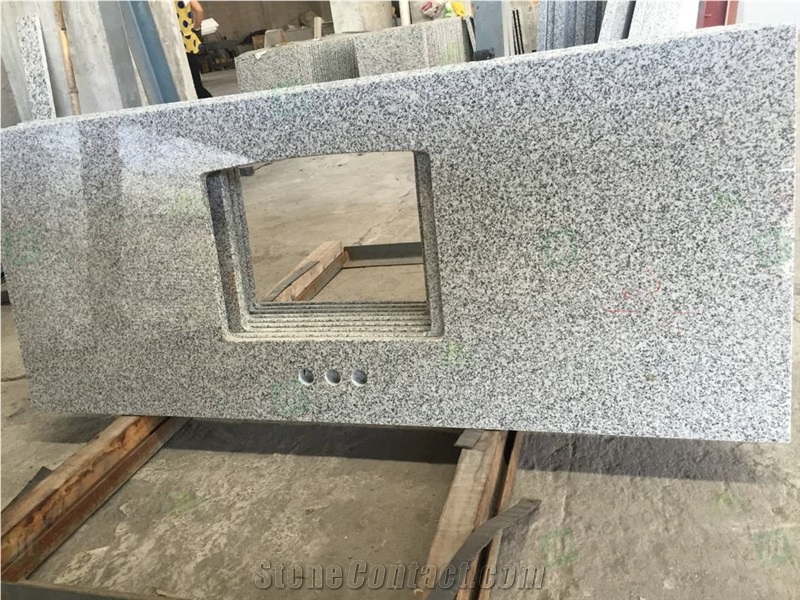 G439 Big White Flower Granite Prefab Countertops