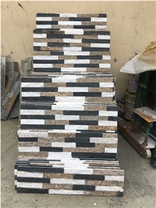 White Natural Quartzite Mixed Black Cultured Stone