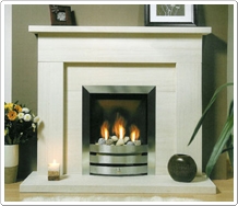 Faro Fireplace, Beige Limestone Fireplace