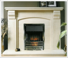 Guarda Fireplace, Beige Limestone Fireplace