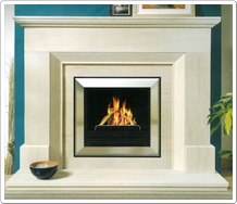 Monsanto Fireplace, Beige Limestone Fireplace