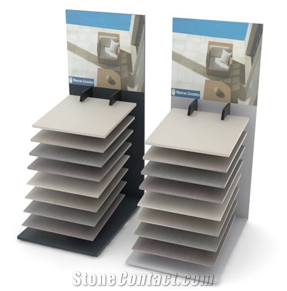 Wood Stone Tile Slot Display Stand