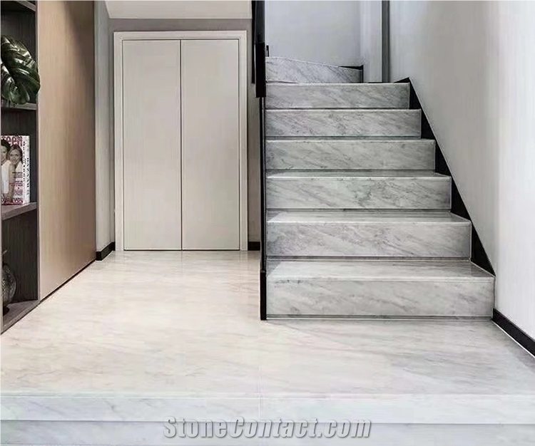 Carrara White Steps Stairs Staircase Marbles