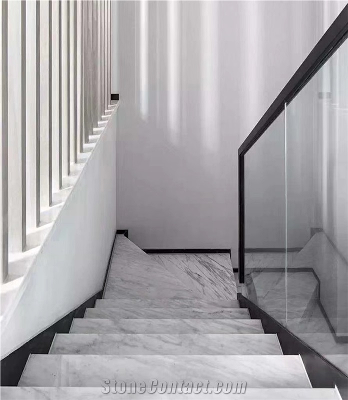 Carrara White Steps Stairs Staircase Marbles