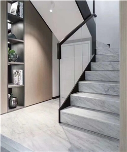Carrara White Steps Stairs Staircase Marbles