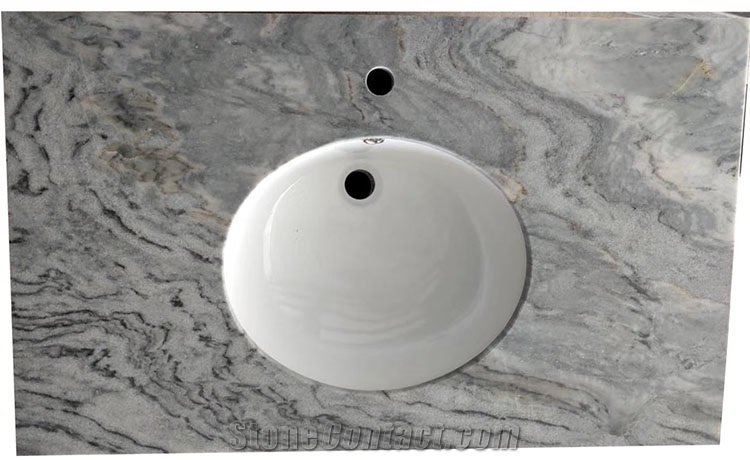 Grey Marble Wash Basin Bathroom Counter Top