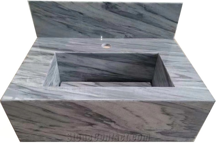 Grey Marble Wash Basin Bathroom Counter Top