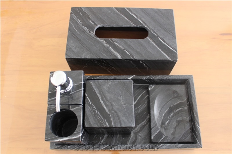 Ancient Wood Marble Bath Accessories Sets