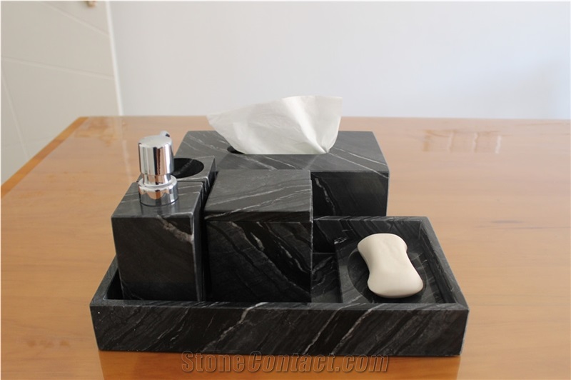 Ancient Wood Marble Bath Accessories Sets