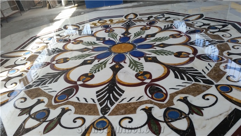 Marble Inlay Stone Floor Medallions, Waterjet Flooring Medallions