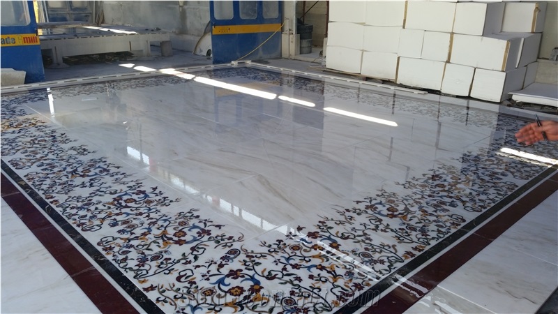 Marble Inlay Stone Floor Medallions, Waterjet Flooring Medallions
