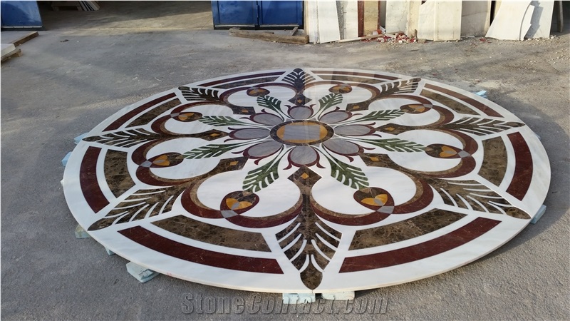 Marble Inlay Stone Floor Medallions, Waterjet Flooring Medallions