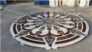Marble Inlay Stone Floor Medallions, Waterjet Flooring Medallions