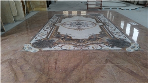 Marble Inlay Stone Floor Medallions, Waterjet Flooring Medallions